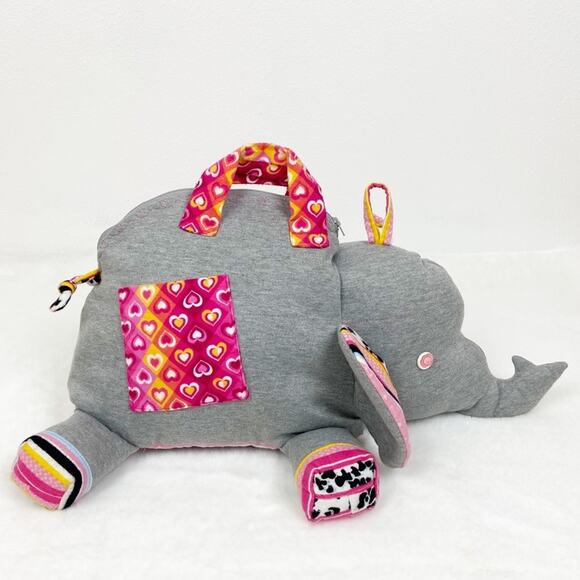 Elephant Kids Overnight Bag Handmade Patchwork Granny Zip Jersey Cotton - Picture 3 of 16